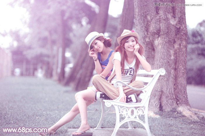 photoshop调出公园美女唯美的紫色效果,PS教程