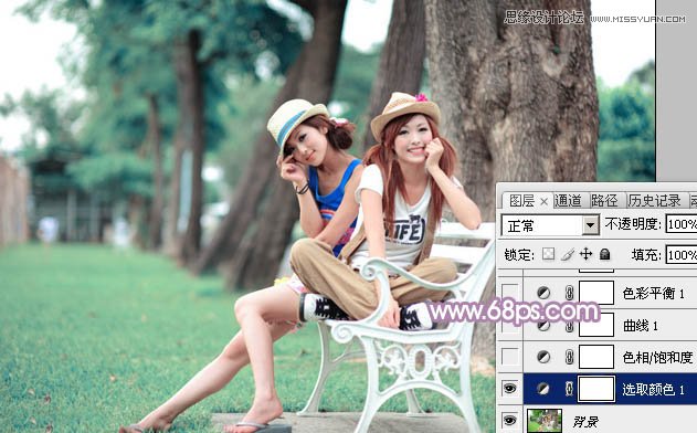Photoshop调出公园美女唯美的紫色效果,PS教程