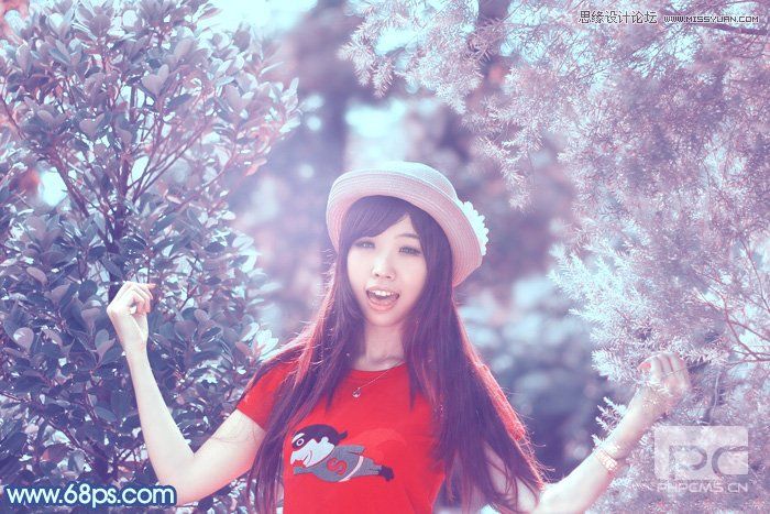 photoshop调出林中美女梦幻的紫色效果,PS教程