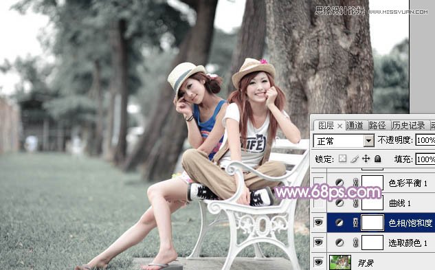 Photoshop调出公园美女唯美的紫色效果,PS教程