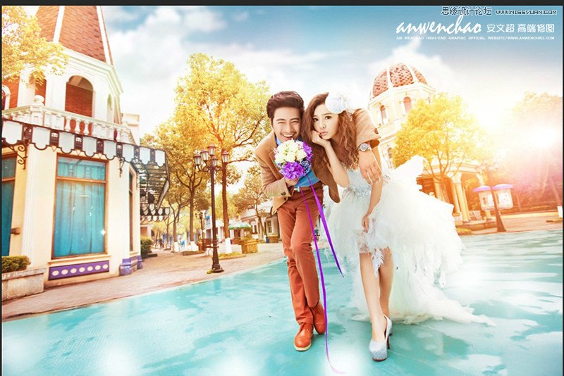 photoshop调出韩式婚纱照梦幻童话效果