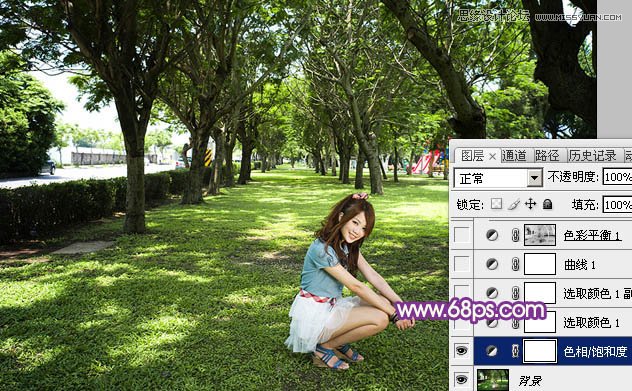 Photoshop调出夏季树下美女绚丽紫色效果,PS教程