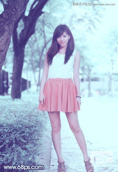 photoshop调出可爱女孩淡淡的蓝色效果,PS教程