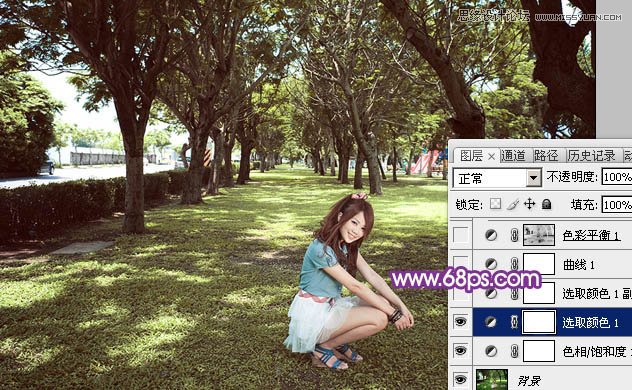 Photoshop调出夏季树下美女绚丽紫色效果,PS教程