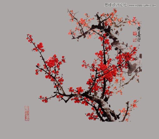 Photoshop巧用通道工具快速抠出中国风梅花,PS教程