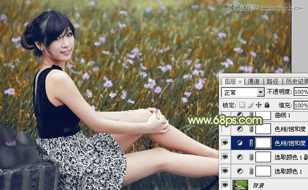 Photoshop调出草地美女古典暗色效果,PS教程