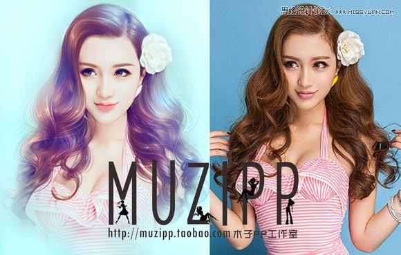 Photoshop把美女照片转成唯美手绘效果