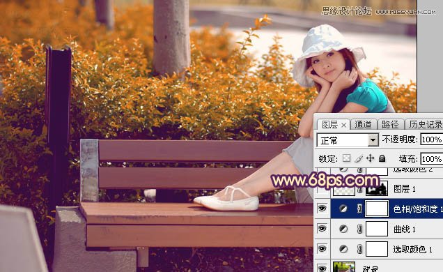 Photoshop调出长凳美女秋季黄鹤色调,PS教程