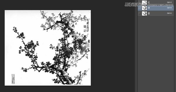 Photoshop巧用通道工具快速抠出中国风梅花,PS教程