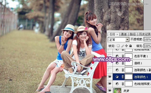 Photoshop调出公园美女梦幻紫色效果,PS教程