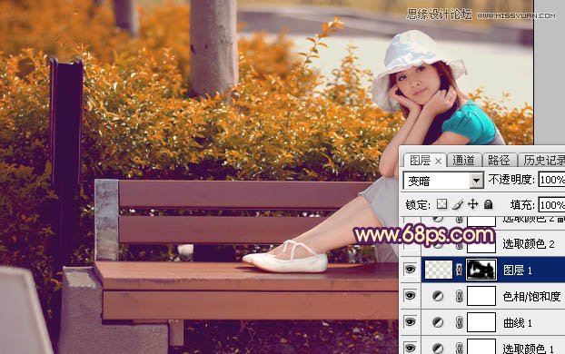 Photoshop调出长凳美女秋季黄鹤色调,PS教程
