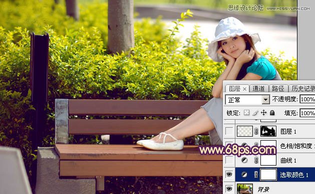 Photoshop调出长凳美女秋季黄鹤色调,PS教程