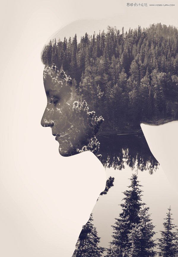 photoshop制作人像和风景照片双重曝光效果,PS教程