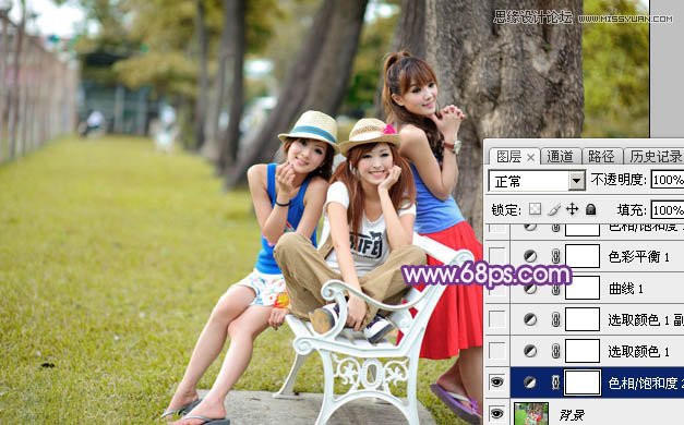 Photoshop调出公园美女梦幻紫色效果,PS教程