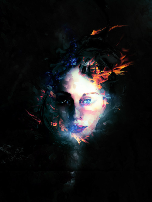 Photoshop合成冰与火交融的创意头像,PS教程