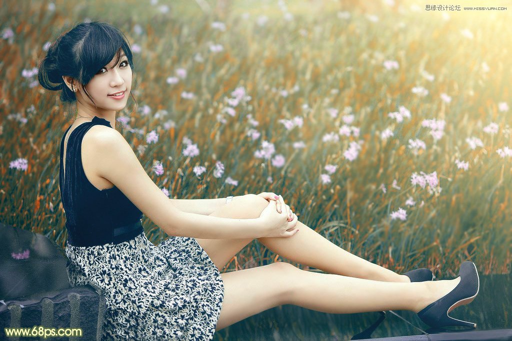 photoshop调出草地美女古典暗色效果,PS教程