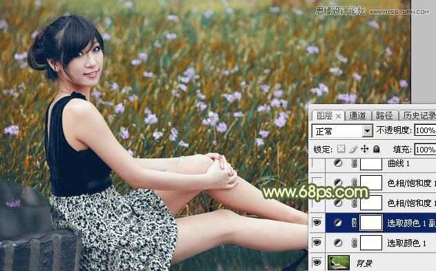 Photoshop调出草地美女古典暗色效果,PS教程