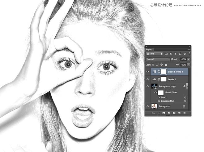 Photoshop调出人像后期经典的素描效果
