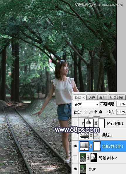 Photoshop调出外景人像蓝色逆光效果图