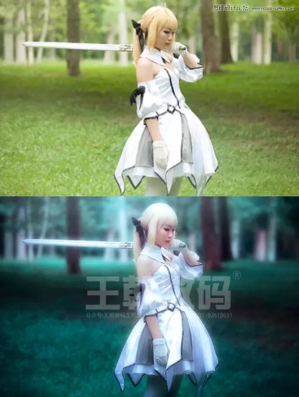photoshop调色调出蓝色冷色效果的动漫主题人物