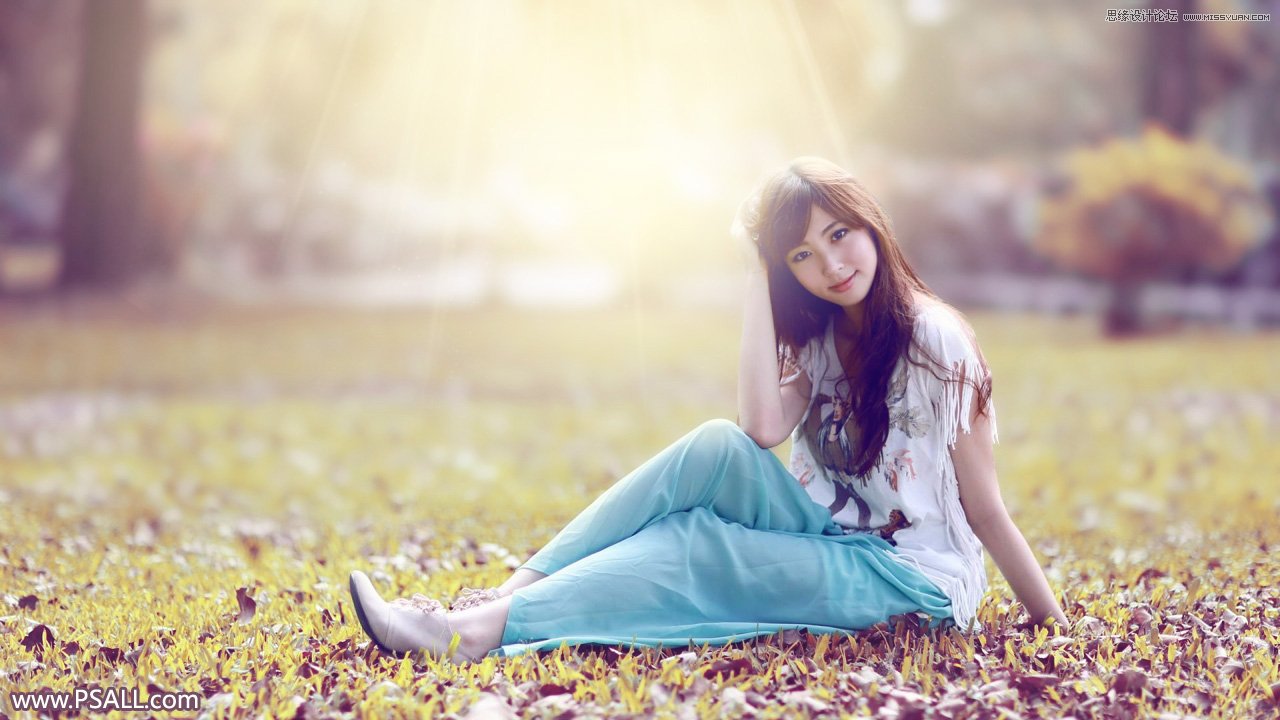 photoshop给外景人像照片添加唯美光线效果,PS教程,