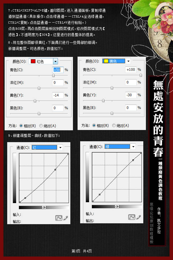 PS制作漂亮红褐色树林中长发女孩照片处理