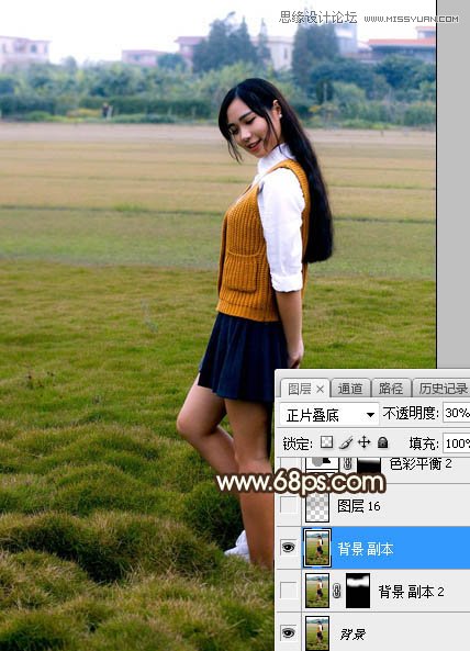 使用Photoshop给外景美女照片添加夕阳光线效果