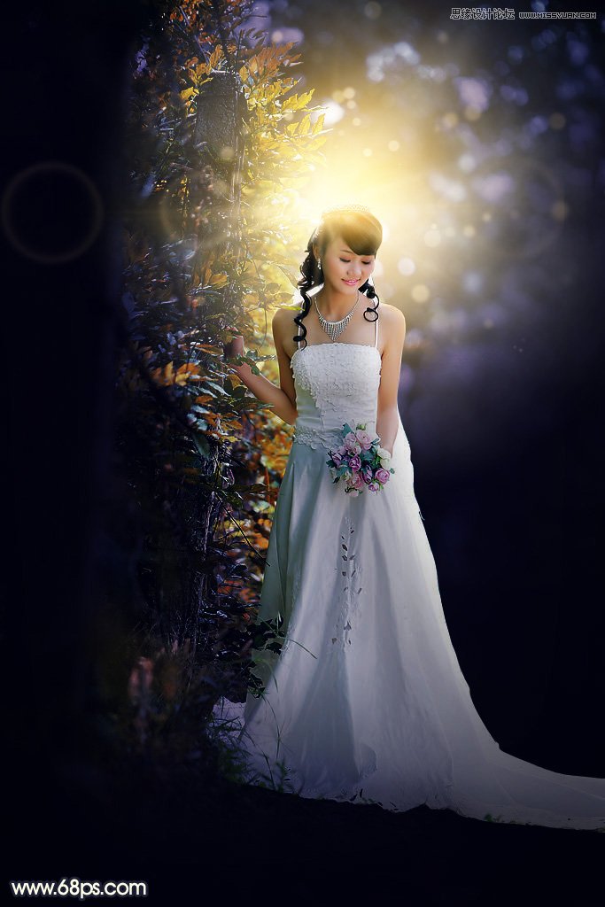 photoshop给外景人像照片甜美高光唯美效果