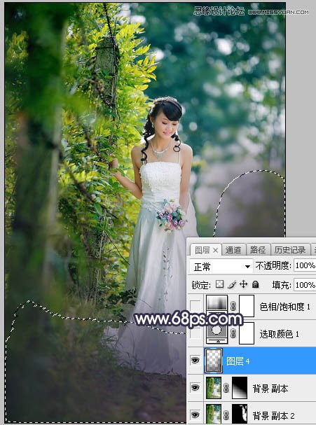 Photoshop调色打造朦胧逆光效果的外景婚纱照片