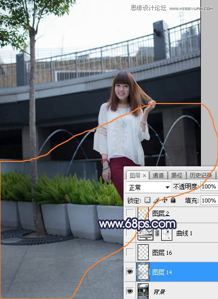 Photoshop给人像照片添加唯美的夕阳景色