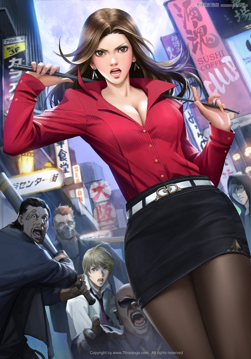 photoshop绘制不良道卡通插画游戏人像海报