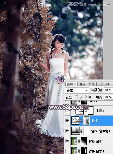 Photoshop调出外景女孩冷色逆光效果图