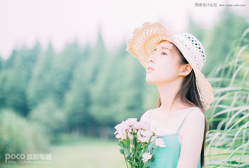 PS调色调出阴雨天气日系小清新效果的外景美女照片