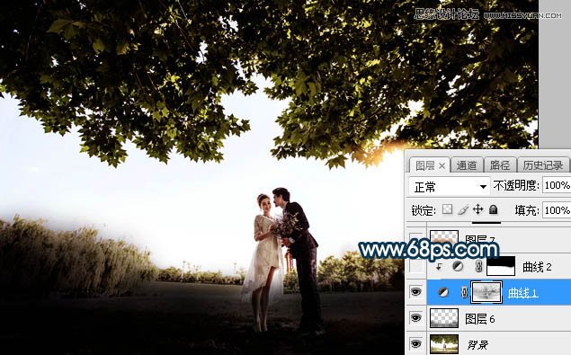 Photoshop合成外景人像唯美的夕阳景色效果