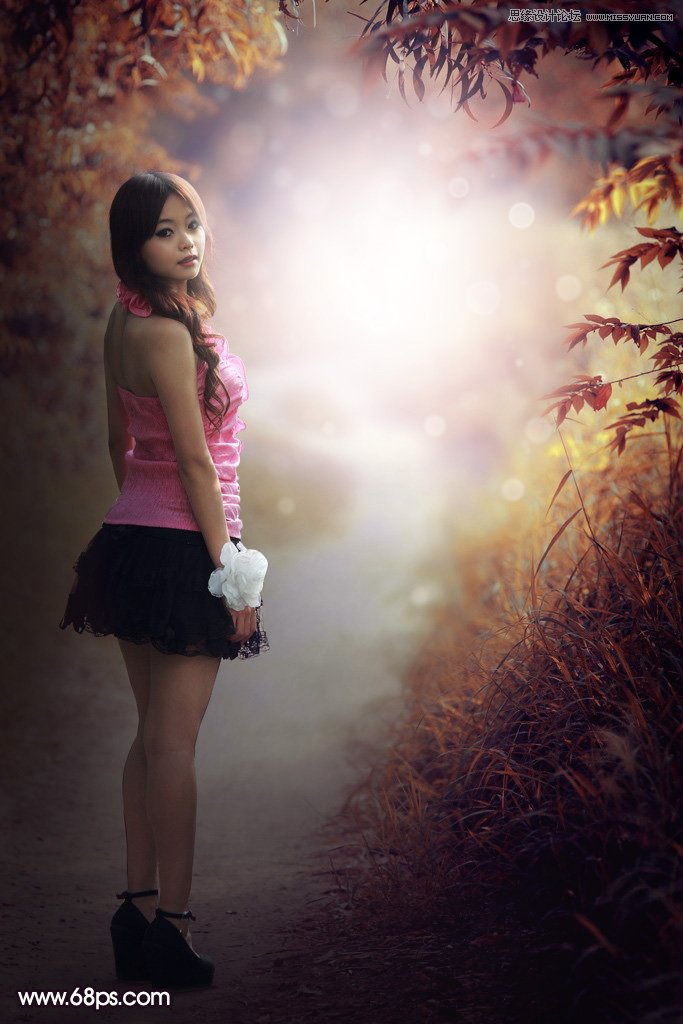 photoshop调出树林中人像秋季唯美暖色效果,PS教程,