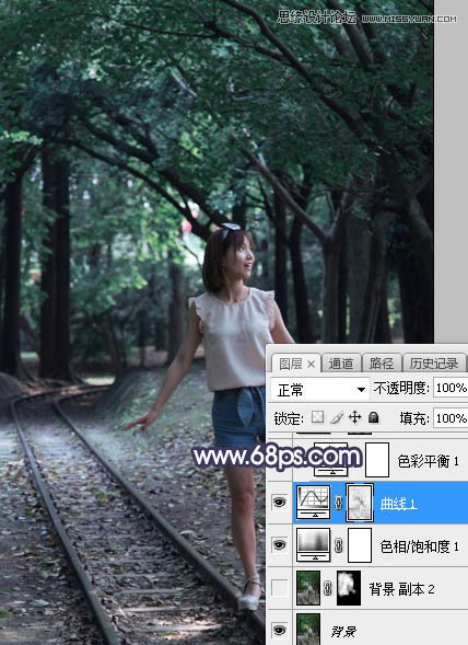 Photoshop调出外景人像蓝色逆光效果图