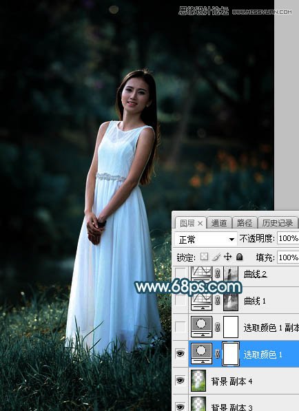 Photoshop给人像照片添加梦幻的蓝色散景背景