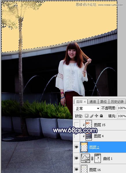 Photoshop给人像照片添加唯美的夕阳景色