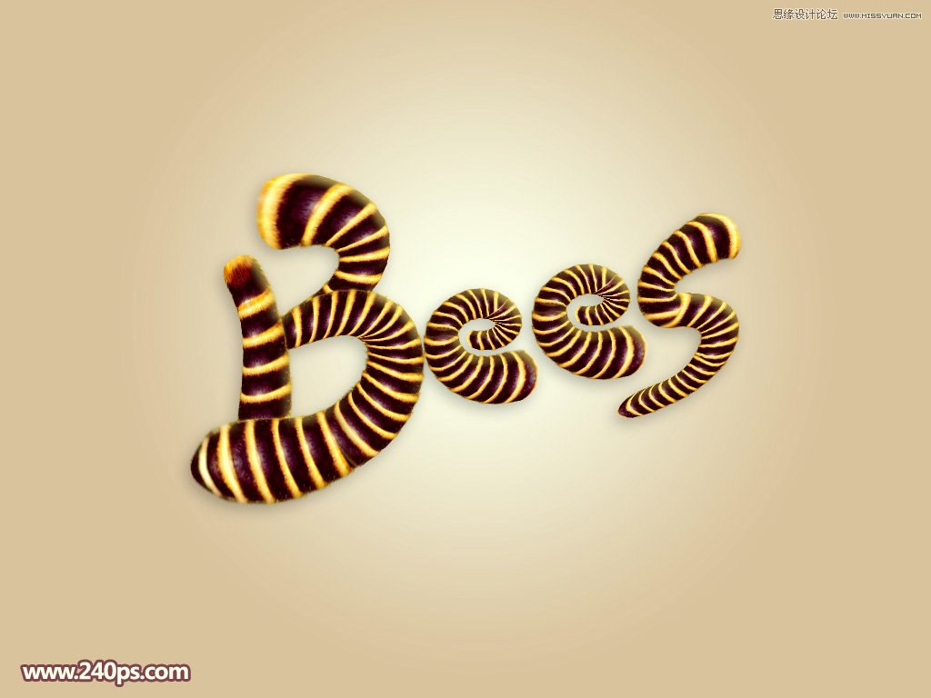 photoshop制作可爱的蜜蜂纹理艺术字教程