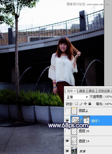 Photoshop给人像照片添加唯美的夕阳景色