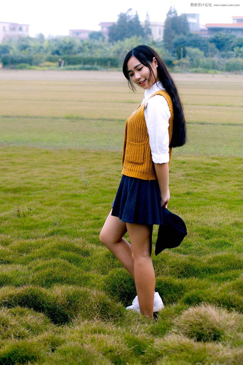 使用Photoshop给外景美女照片添加夕阳光线效果
