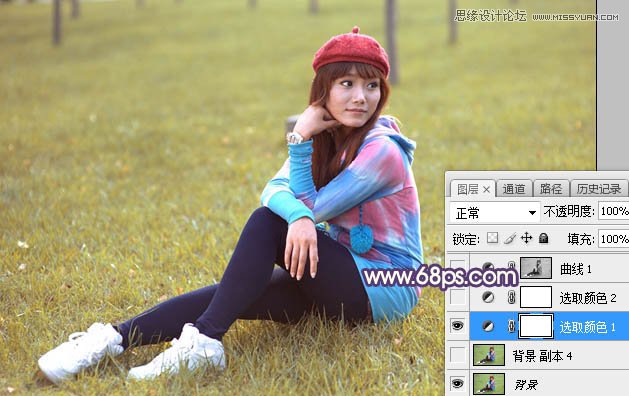 Photoshop给草地女孩添加甜美逆光效果图