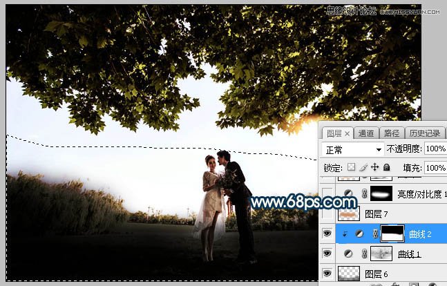 Photoshop合成外景人像唯美的夕阳景色效果