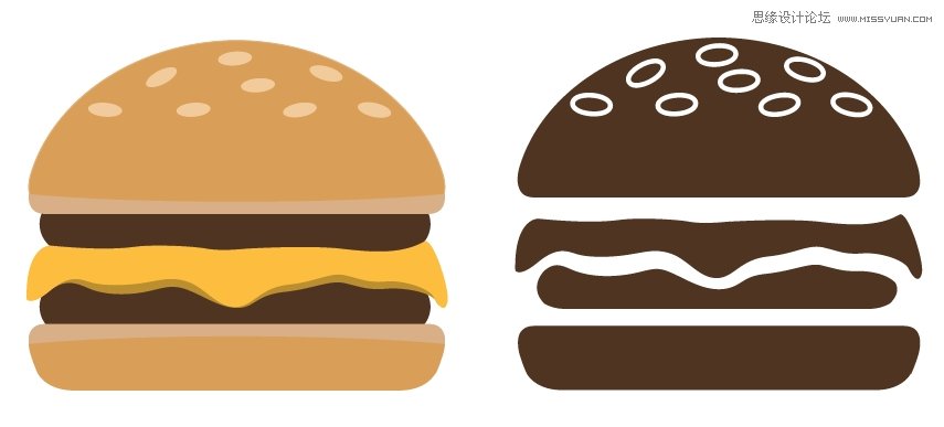 Illustrator<a href=/design/ target=_blank class=infotextkey>设计</a>时尚简洁风格的汉堡包图标,PS教程,
