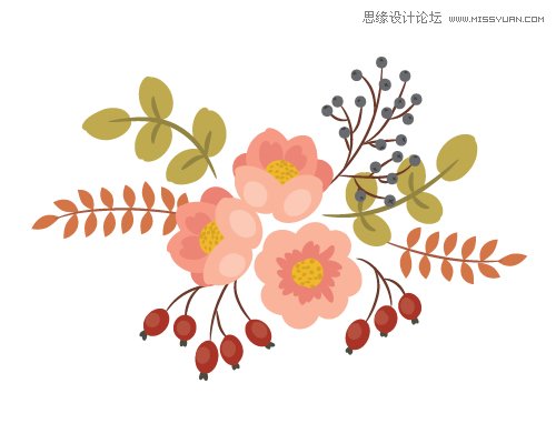 Illustrator绘制复古典雅风格的花朵花藤,PS教程,