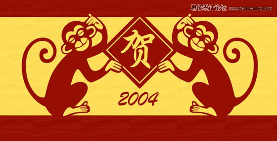 Illustrator设计红色风格的猴年贺卡教程,PS教程,