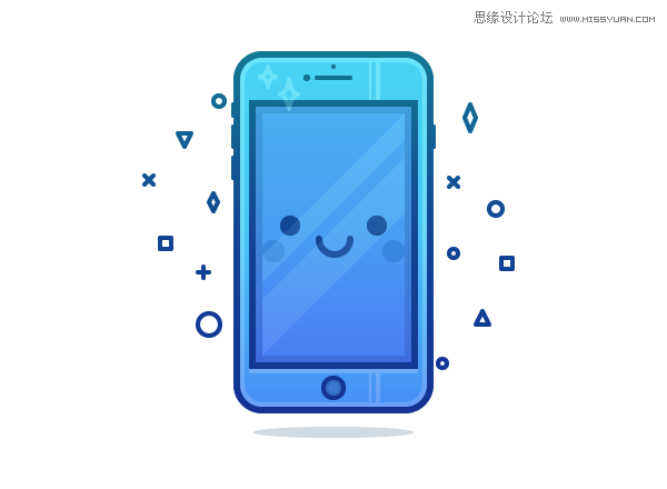 <a href=/design/illustrator/ target=_blank class=infotextkey>Illustrator</a>绘制蓝色可爱的手机插画<a href=/photoshop/tubiao/ target=_blank class=infotextkey>图标</a>,PS教程,