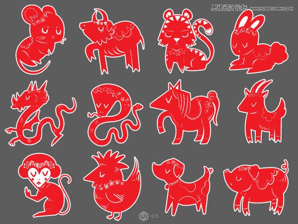 Illustrator绘制中国风的十二生肖图像教程,PS教程,