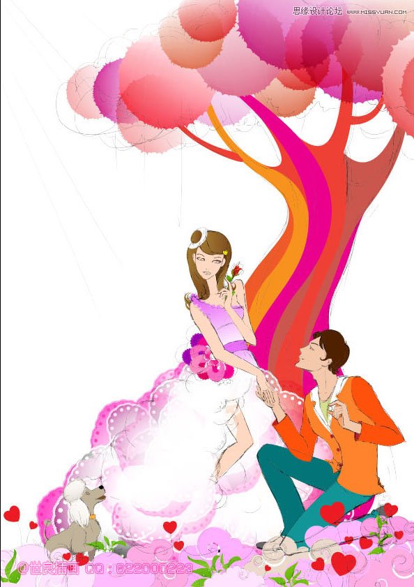 Illustrator绘制浪漫时尚的情人节插画场景,PS教程,