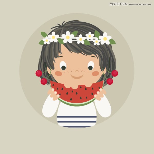 <a href=/design/illustrator/ target=_blank class=infotextkey>Illustrator</a>绘制卡通风格的吃西瓜女孩教程,PS教程,